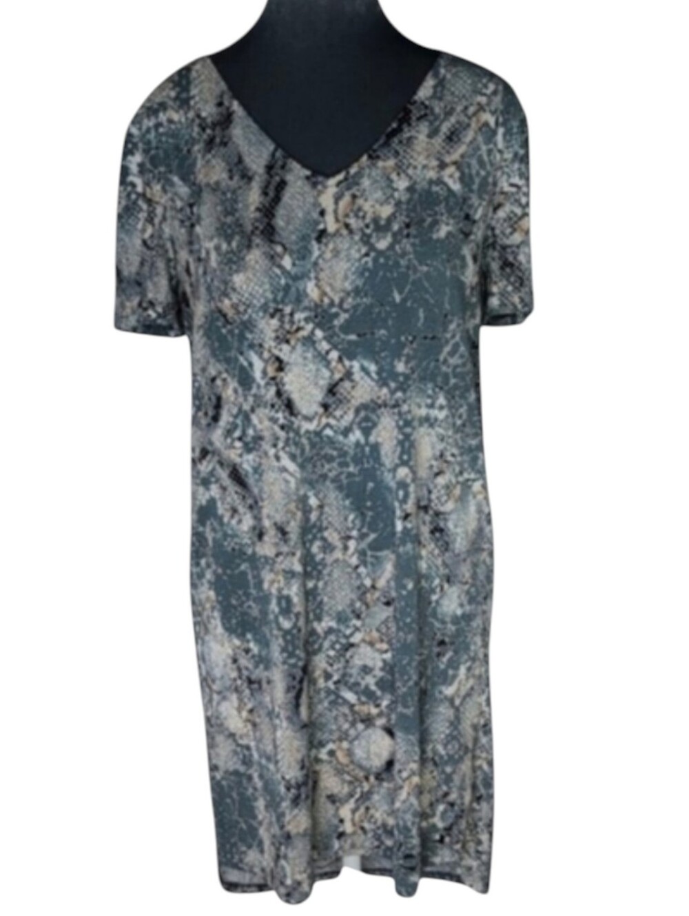 Christian Siriano V-Neck Stretchy Gray Snake Skin Print Dress Size S